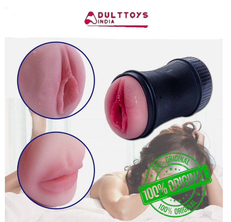 Mouth Pussy Mini Cup Pocket Pussy 2 In 1 Masturbator -Black
