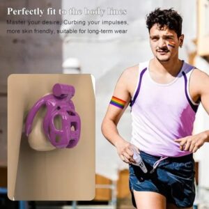 3D Printed Cobra NUB Chastity Kit With Urethral with 5 Sizes Breathable Rings Purple