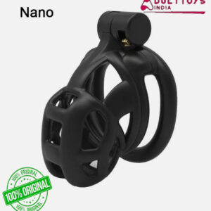 Invisible Lock Male Comfortable Cobra Nano Chastity Device with 4 Rings