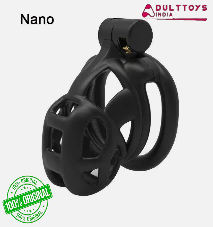 Invisible Lock Male Comfortable Cobra Nano Chastity Device with 4 Rings