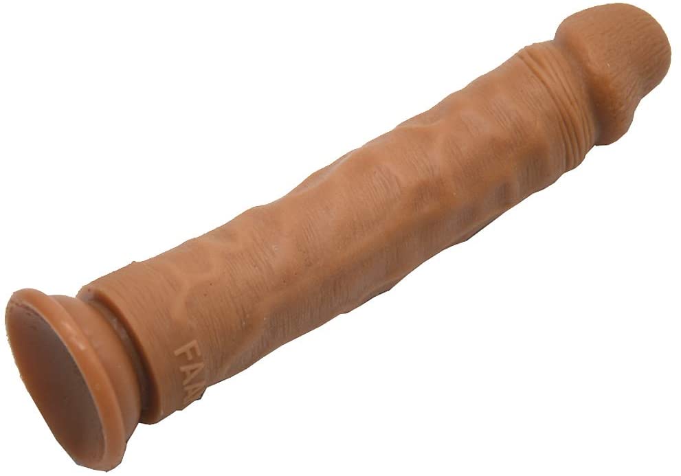 9.5 Inch Big FAAK Premium Liquid Silicone Dual Density Dildo | Choco Brown - Image 5