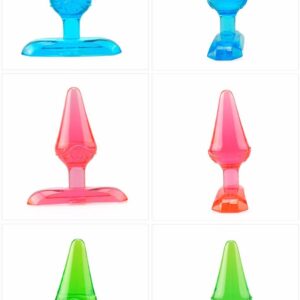 3 pieces backyard Jelly Anal kit butt plug (Green,Blue,Pink)
