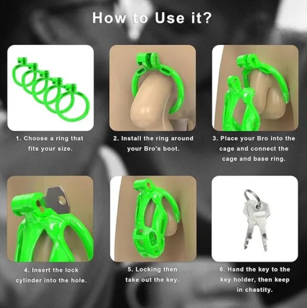 Green Cobra Nano 3D Printed Chastity Kit With Urethral with 5 Sizes Breathable Rings - Image 3