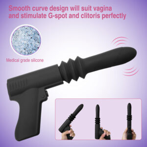 New Automatic Telescopic Thrusting Black Dildo Vibrator Gun Type Sex Machine