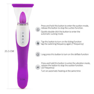 3 In 1 Automatic Licking And Sucking Pussy Pump Adult Toy 7 Vibration+Heating Purple