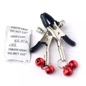 Metal Nipple Clamp With Red Bells Nipple Stimulating Clips 1 Pair