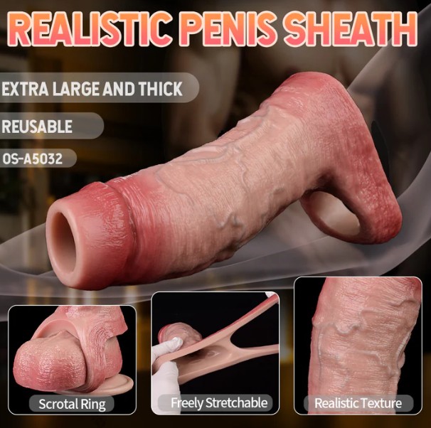 Open-ended Hyper Realistic Penis Sleeve Sex Toys for Men - Image 3