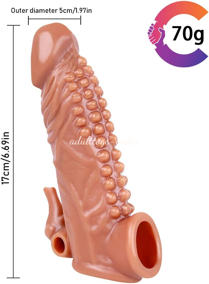 6.69 Inches Penis Extender Sleeve With Vibrator India - Image 8