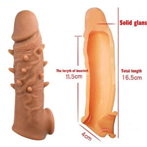Brown Dotted Realistic Penis Sleeve Extender For Men