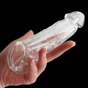 Clear Penis Extender Sleeve with Ball Loop