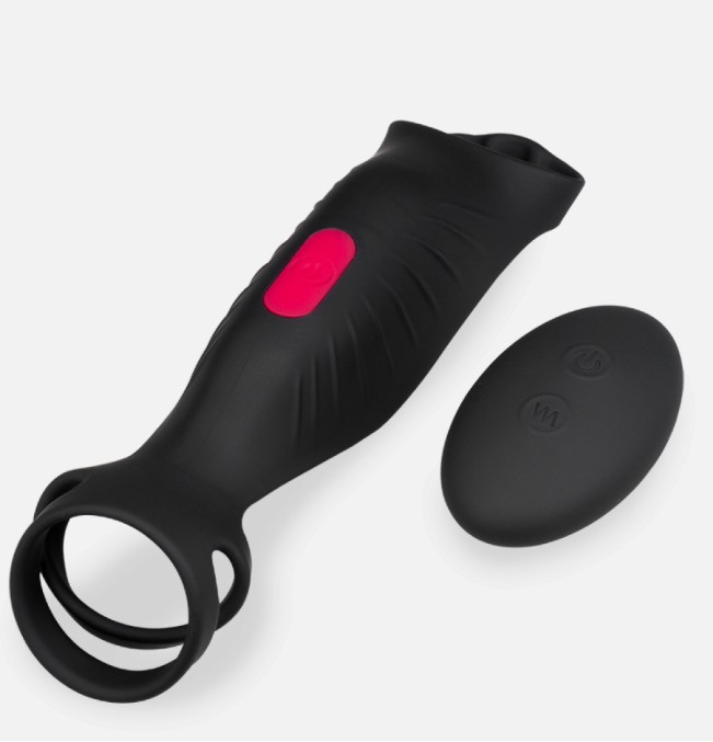 Black Powerful Vibrating Penis Sleeve Extender Cock Ring With Wireless Remote Control - Image 7