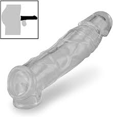 Crystal Clear Long Style Penis Sleeve Enlarger Extender Reusable Condoms for Men