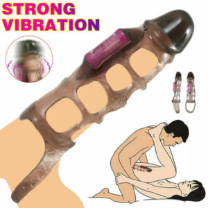 Black Penis Sleeve Extender Cock Ring Vibrator For Men