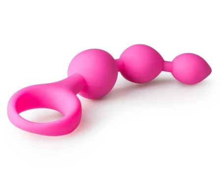 Pink 3 Beaded Anal Butt Plug For Women & Men