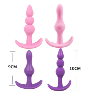 4 Pieces Combo Anal Butt Plug Pink and Blue