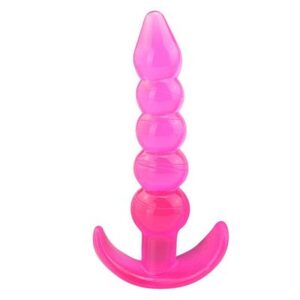 Soft Silicone 5 Beaded Clitoral G Spot Anal Butt Plug | Pink