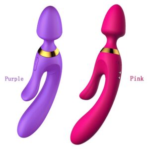 USB Charging Silicone Anal Vibrator AV Magic Wand Dildo G Spot Massager Purple