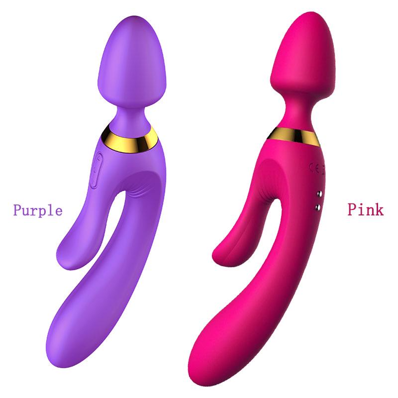 USB Charging Silicone Anal Vibrator AV Magic Wand Dildo G Spot Massager Purple - Image 5