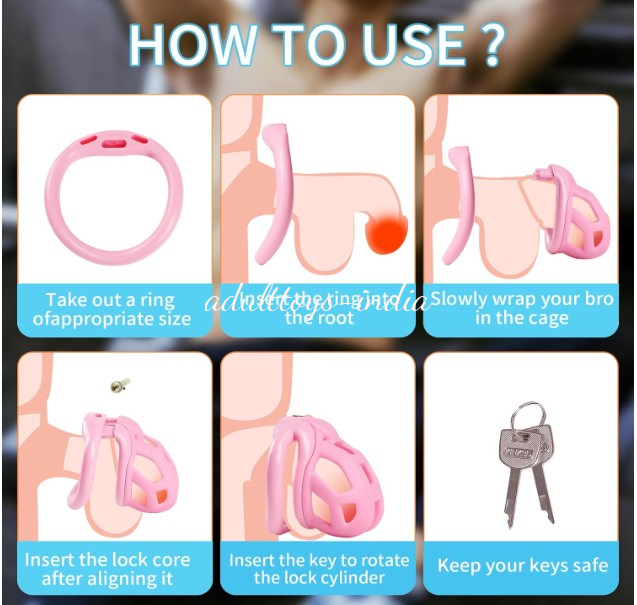 Premium Quality Pink NUB Chastity Cock Cage Kit For Men - Image 6