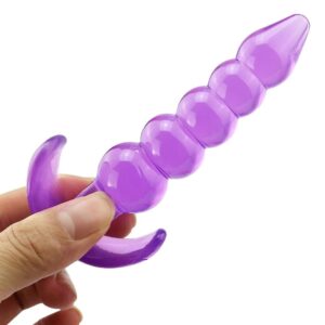 Soft Silicone 5 Beaded Jelly Anal Plug Butt Plug | Purple