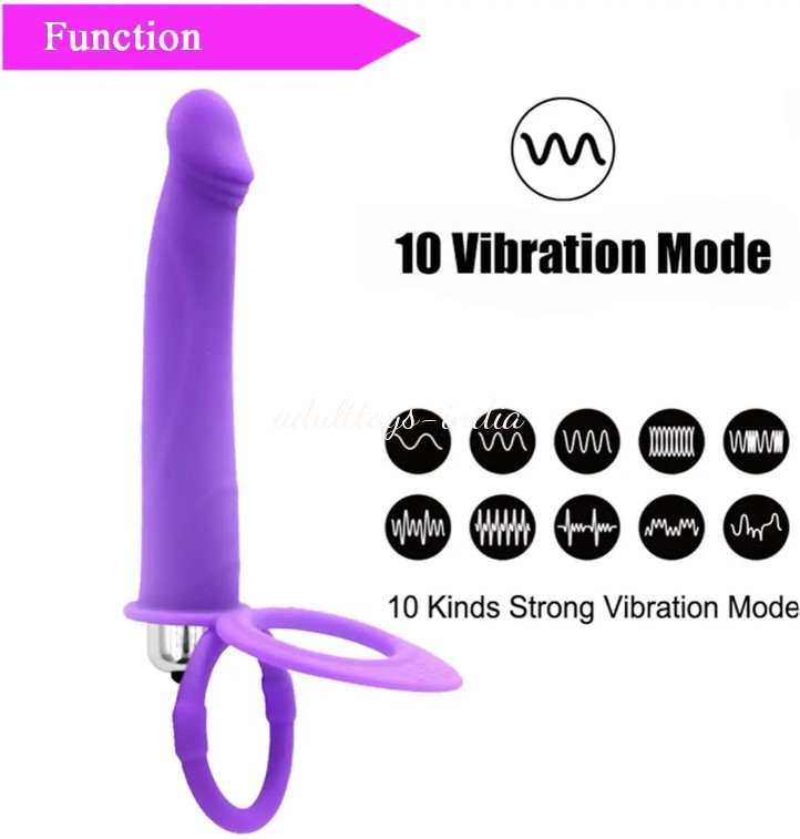 Purple Dildo Vibration With Ring Double Penetration Strapon Anal Dildo India - Image 4