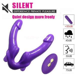 1st time India Strapless Strap On Double Ended Double Penetration Purple Dildo Lesbian Anal G-spot Vibrator