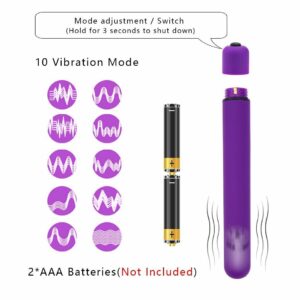 10 Mode Extra Long Slim Slender Bullet Vibrator Beginner Sex toys for Women Purple