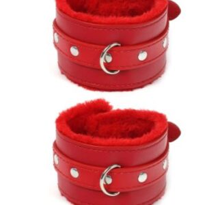 Soft Leather Handcuffs Hand Ring Restraints Bondage-Red