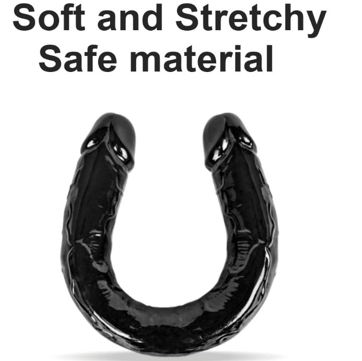 14 Inches Double Headed Realistic Jelly Silicone Dildo -Black - Image 2