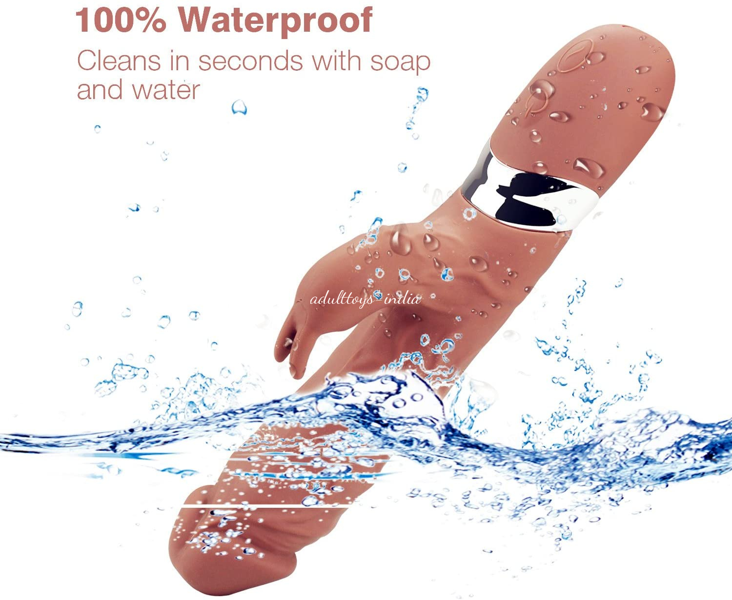 Coffee Brown Rechargeable Silicone Rabbit Vibrator - Image 5