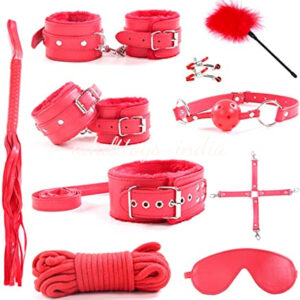 BDSM Sex Bondage Restraint Kit 10 Pieces -Red