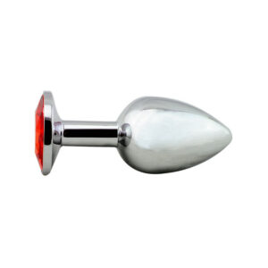 Unisex Steel Red Jeweled Beginners Butt Plug Small Size