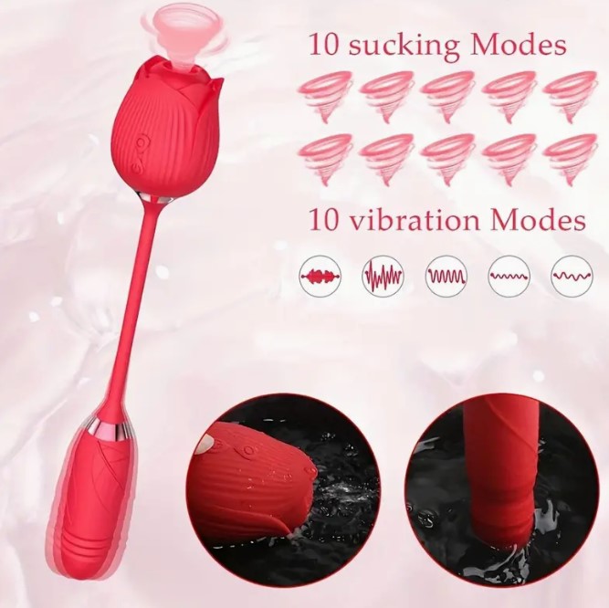 Red Rose Sex Toy Sucking Vibrating Egg Clit Suck Toy For Women - Image 4
