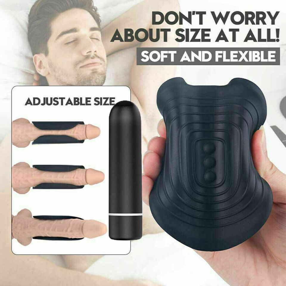 1 In 2 Cock Massage Training Handsfree Stroker Penis Vibrator Black - Image 2