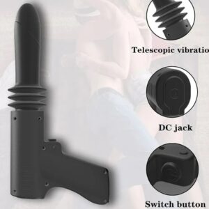 New Automatic Telescopic Thrusting Black Dildo Vibrator Gun Type Sex Machine