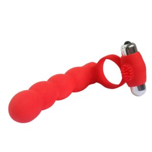 Red Trinity Fun -Lover's Beads Cock Ring Anal Beads Double Penetration Vibrator For Men