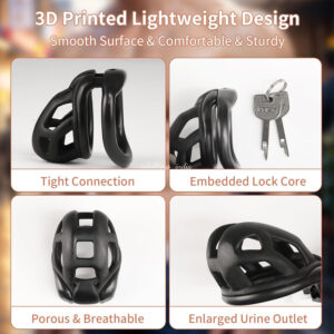 Black New Upgraded NUB Lock Core Chastity Device For Men