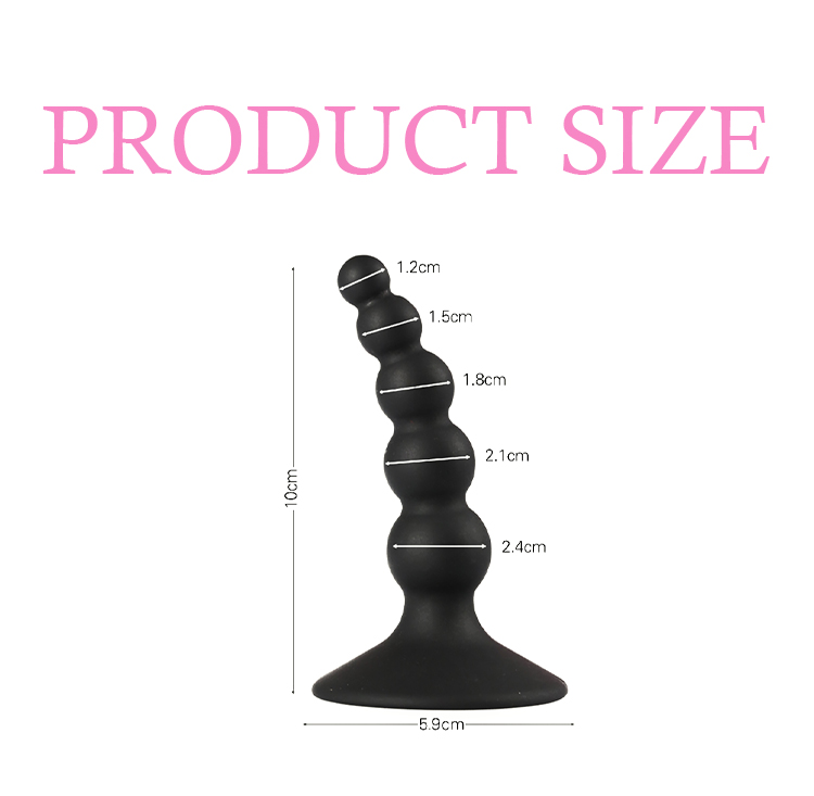10 Cm 100% Waterproof Anal Plug Prostate Massage Black 5 Beads Sex Toys for Men - Image 3