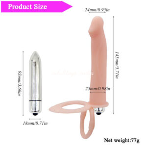 Double Penetration Vibrating Anal Strapon Dildo India -Flesh