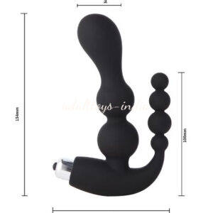 Anal Vagina Black Double Thrust Beaded Vibrator Anal Butt Plug