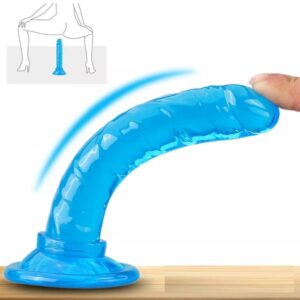 5.7 Inch Hand free Mini Realistic Dildo with Strong Suction Cup - Blue