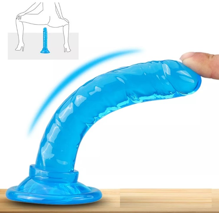 5.7 Inch Hand free Mini Realistic Dildo with Strong Suction Cup - Blue