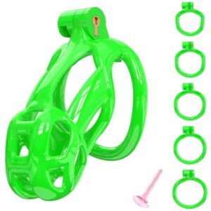 Green Cobra Small 3D Printed Chastity Kit With Urethral with 5 Sizes Breathable Rings