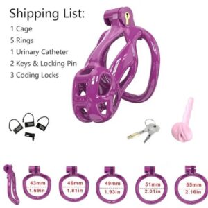Purple King Cobra 3D Printed Small Chastity Kit With Pink Urethral Catheter