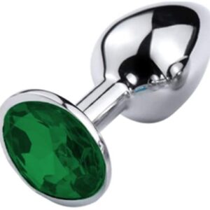 Unisex Steel Green Jeweled Beginners Butt Plug Small Size