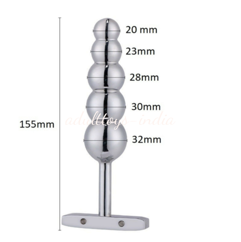 5 Bead Extra Large Metal Anal Butt Plug - Image 4