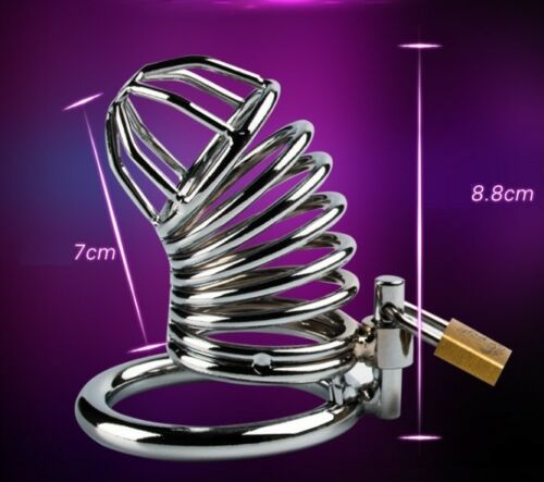 Silver Male Chastity Lock Stainless Steel CB Metal Penis Restraint Steel Cage - Image 5