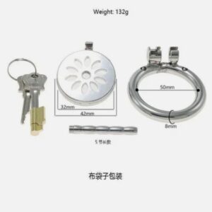 Unique Design Flat Stainless Steel Chastity Lock Male Cage Chastity Device(50mm)