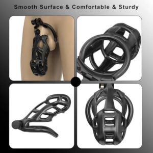 Black King Cobra Standard 3D Printed Bondage Chastity Kit With Urethral with 5 Sizes Breathable Rings