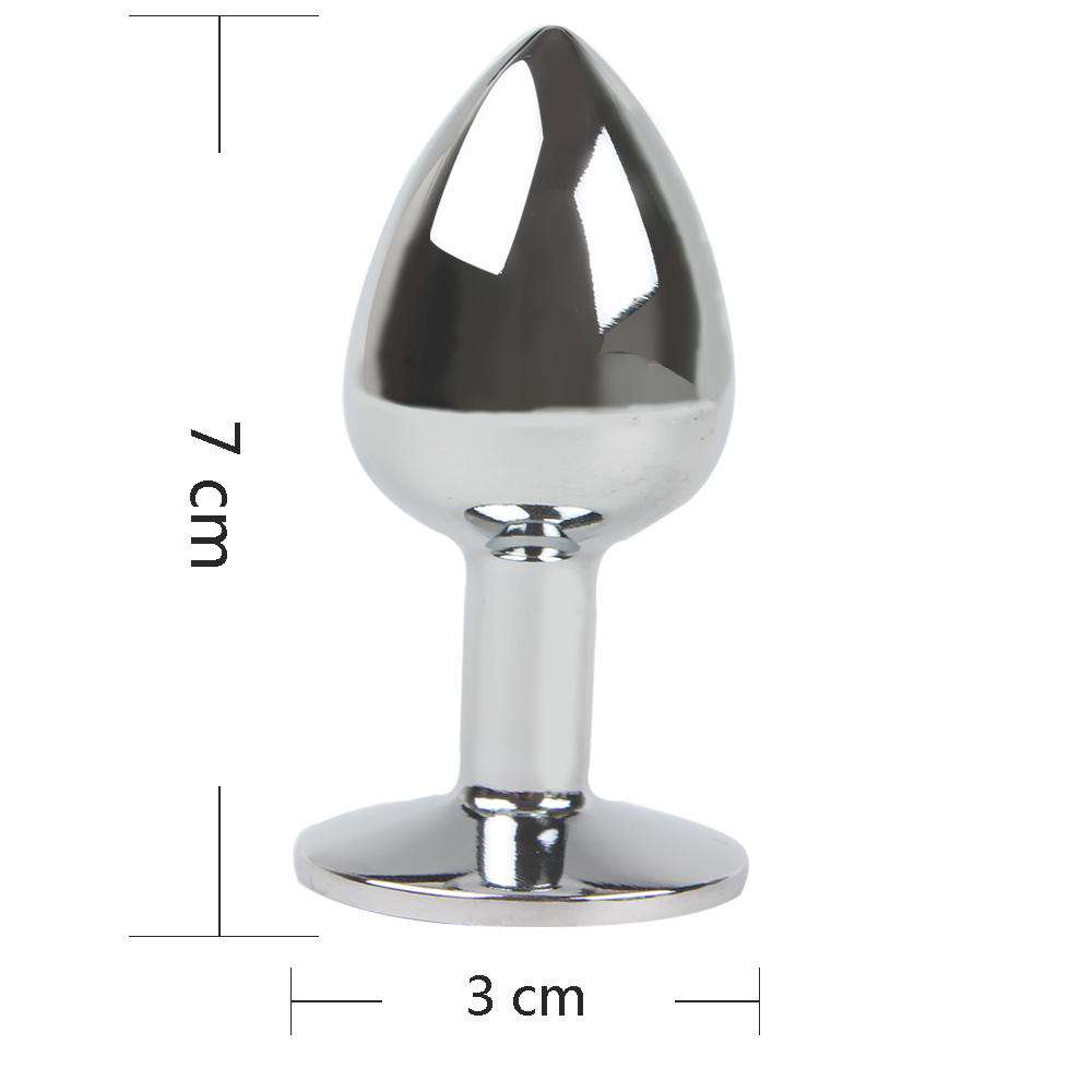 Unisex Steel Pink Jeweled Beginners Butt Plug Small Size - Image 2